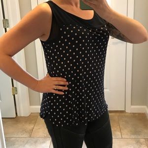 LOFT Navy Polka Dot Tank Top